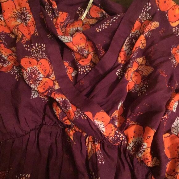 Free People Tuscan Dreams Printed Tunic Top Mini Dress Plum - Picture 5 of 6